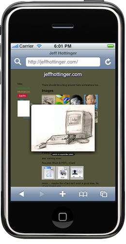 jeffhottinger.com on iPhone Simulator