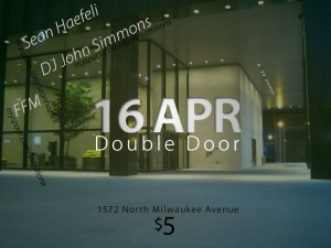 Sean Haefeli Concert Flyer. April 16th, Double Door. Chicago.